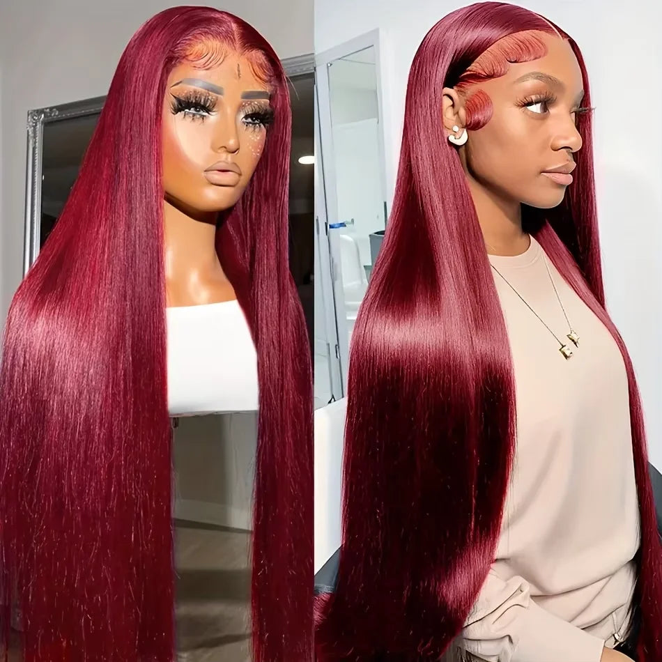 Burgundy Straight HD Lace Front Human Hair Wig