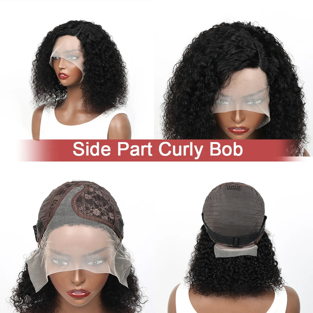 Glueless Deep Wave Wigs Human Hair 180 Density Pre Cut Lace Bob Wigs For Women Pre Plukced Bleached Knots Transparent Lace Front