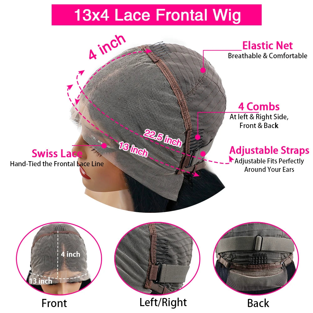 Brown Body Wave HD Lace Front Human Hair Wig 46-inch