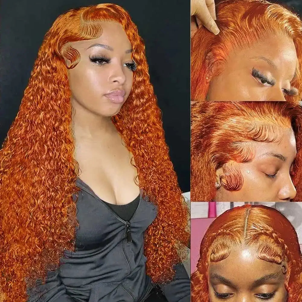 Colored Ginger Deep Wave Wig 13x6 Hd Lace Deep Wave Frontal Wig 250 300 Density Human Hair Wigs Curly Lace Front Human Hair Wigs