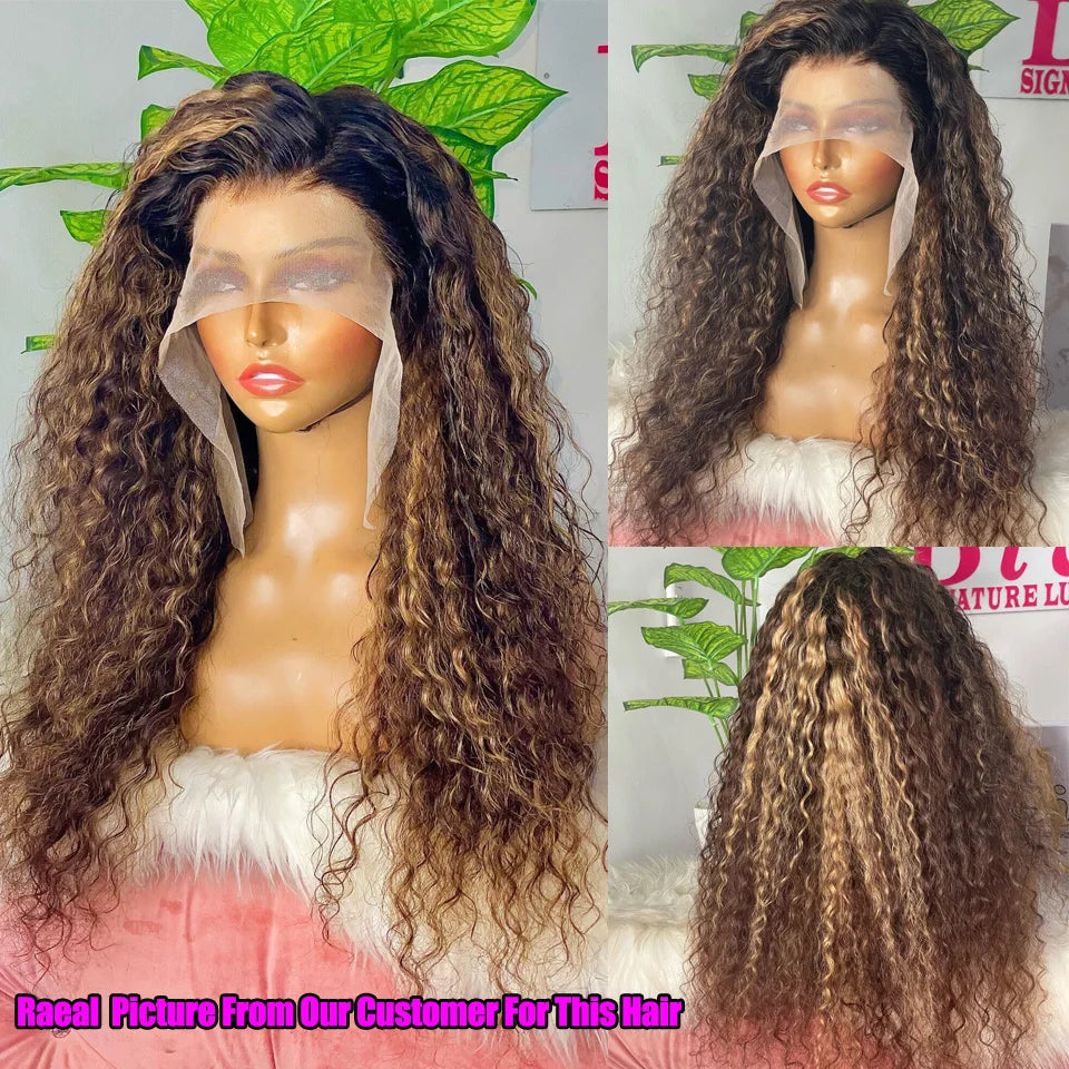 13x6 Hd Lace Deep Wave Frontal Wig 250 300 Density Human Hair Wigs Highlight Wig Human Hair Curly Lace Front Human Hair Wigs