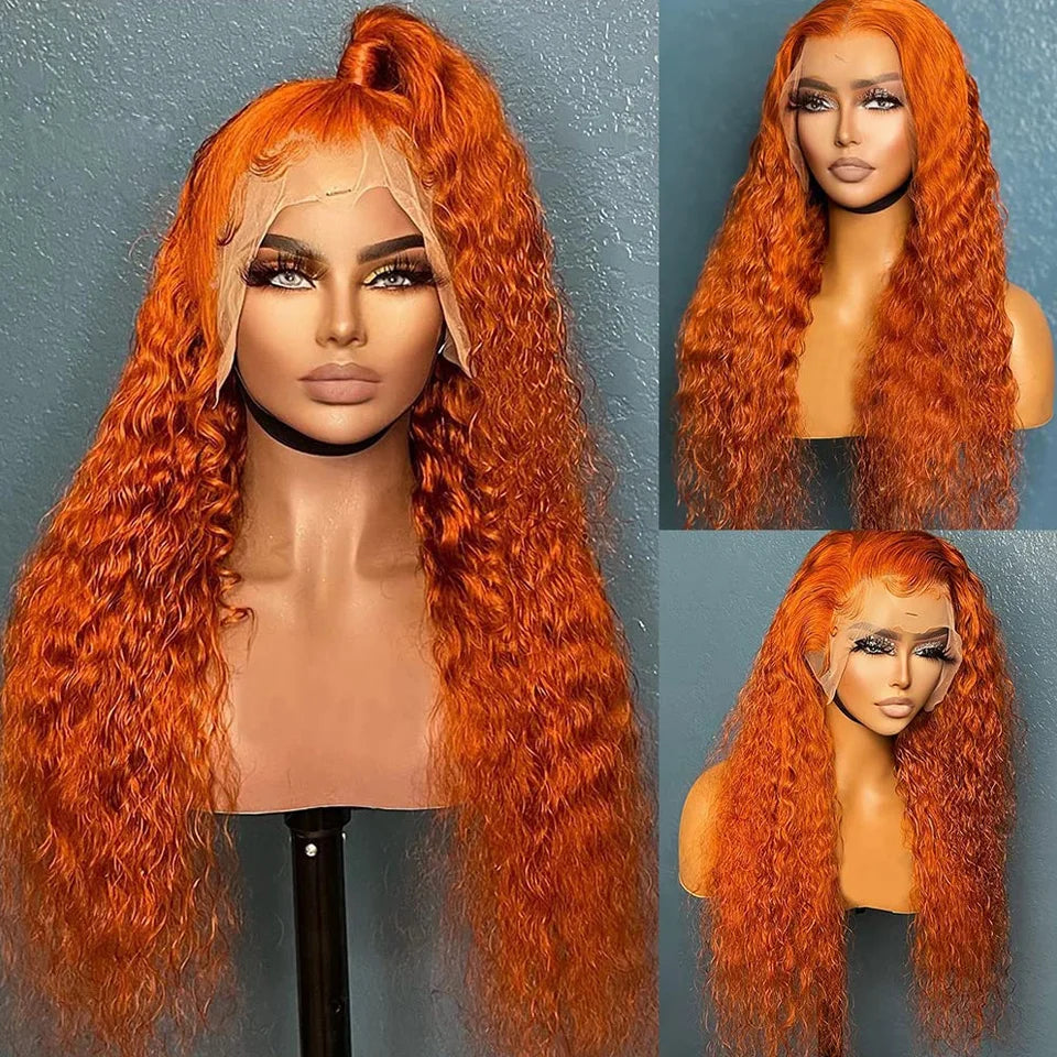 Colored Ginger Deep Wave Wig 13x6 Hd Lace Deep Wave Frontal Wig 250 300 Density Human Hair Wigs Curly Lace Front Human Hair Wigs
