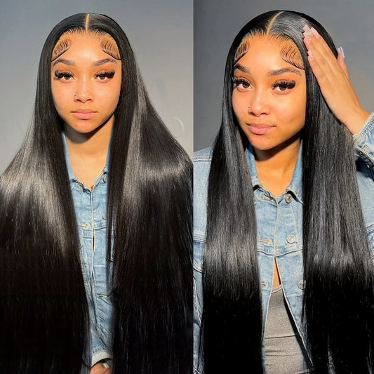 46" Straight HD Lace Front Brazilian Human Hair Wig