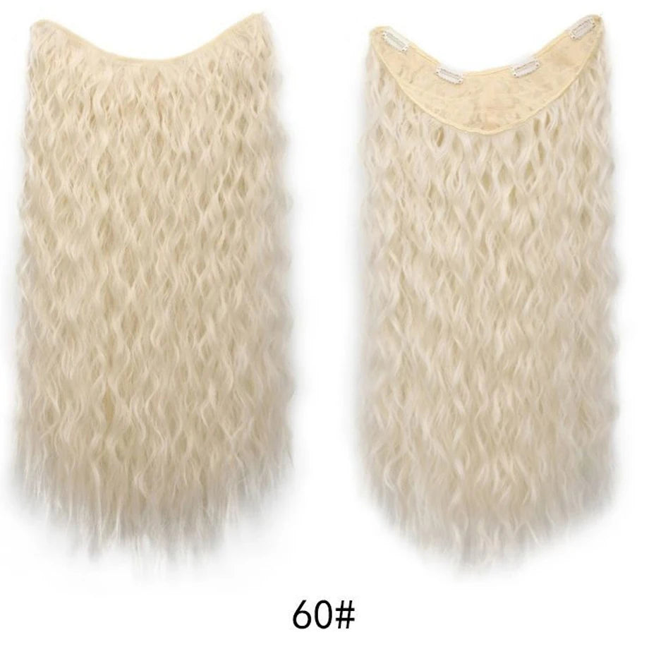 Water Wave Clip in Hair Extension Synthetic Hair Highlight Silky Soft Natural Look with Invisible Lace Weft Hairpieces for Women
