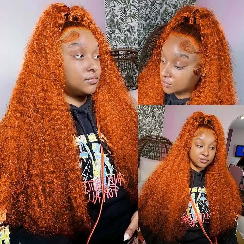 Colored Ginger Deep Wave Wig 13x6 Hd Lace Deep Wave Frontal Wig 250 300 Density Human Hair Wigs Curly Lace Front Human Hair Wigs
