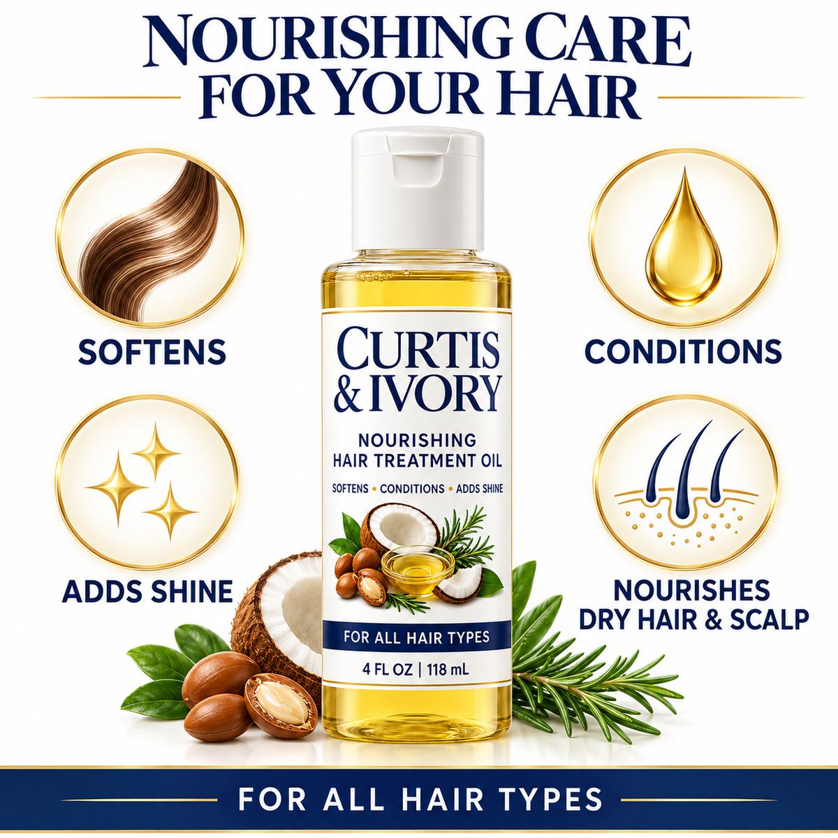 Curtis & Ivory Nourishing Hair Treatment Oil – 4 fl oz