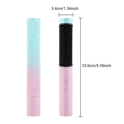 Straightening Comb Rechargeable Hair Wireless Straightener Curler Curling Straighten