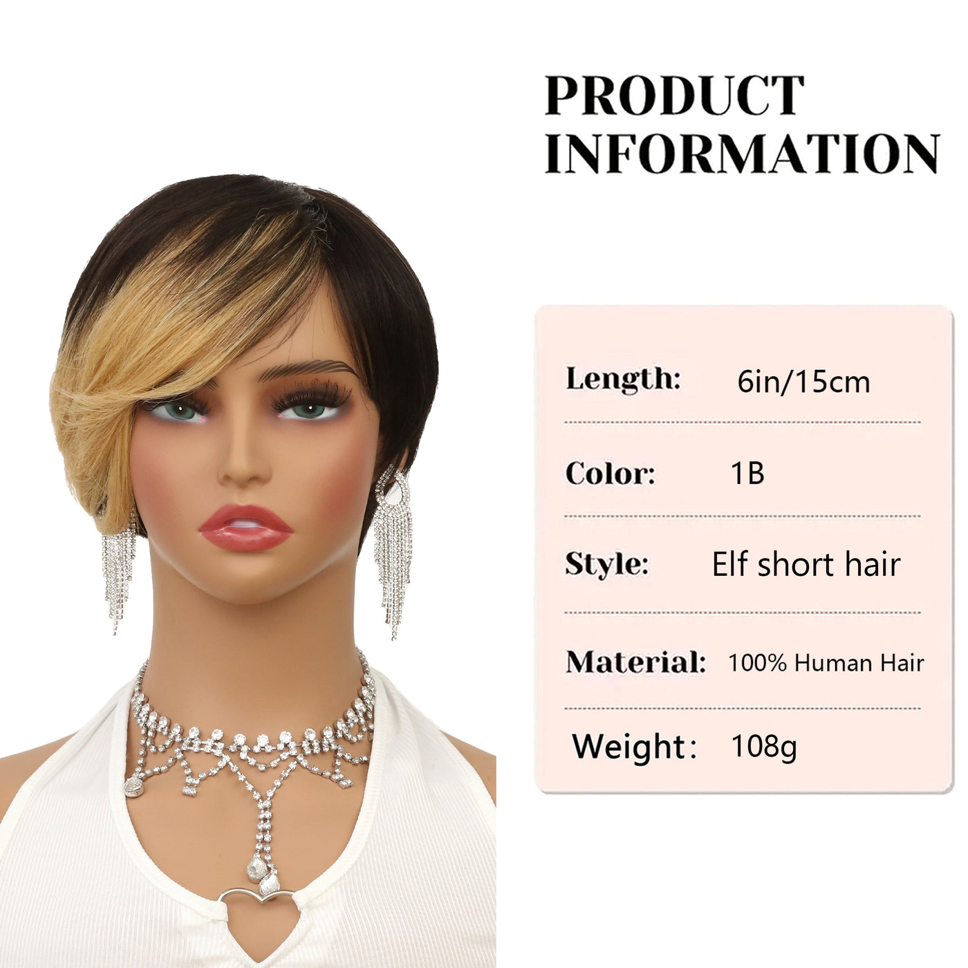 Brazil Remy Hair Non-toxic Short Wig- Straight, Lace-free Hat With Roses, 8 Inch, Suitable For The Whole Scene.