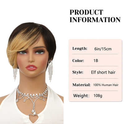 Brazil Remy Hair Non-toxic Short Wig- Straight, Lace-free Hat With Roses, 8 Inch, Suitable For The Whole Scene.