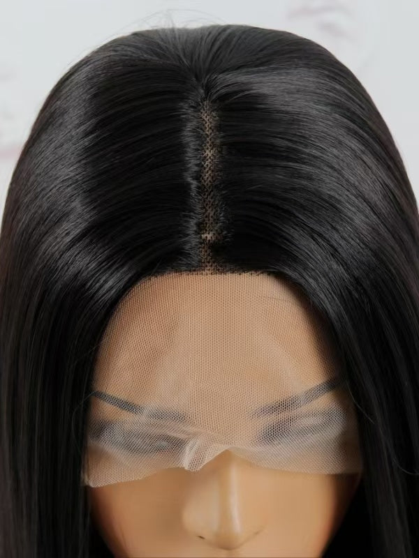 13x4x1 Lace Synthetic Non-toxic Wig, Wave Head Straight Hair, 14-inch Non-adhesive Lace Front Piece, Suitable For The Whole Scene.