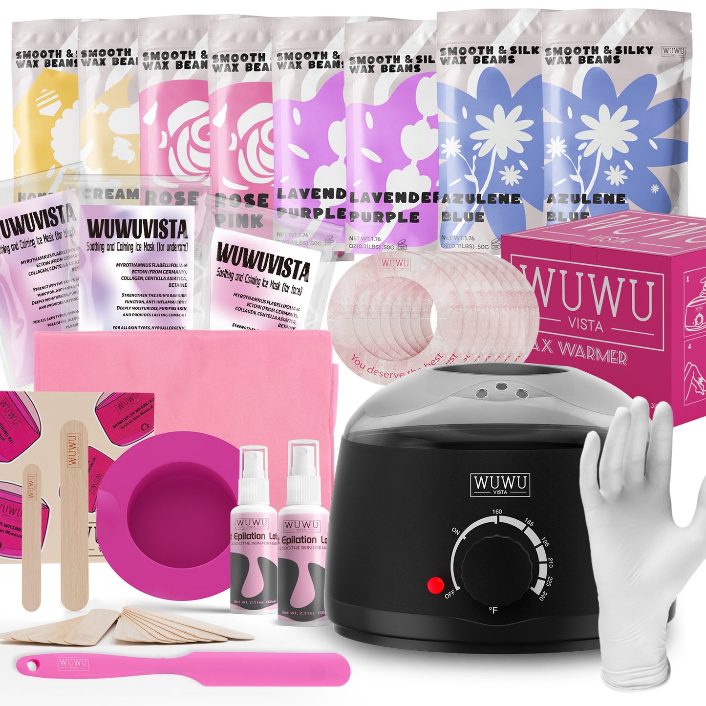 Waxing Kit 69 Items Hair Removal Wax Kit With Wax Warmer Waxing Beads For Face, Full Body