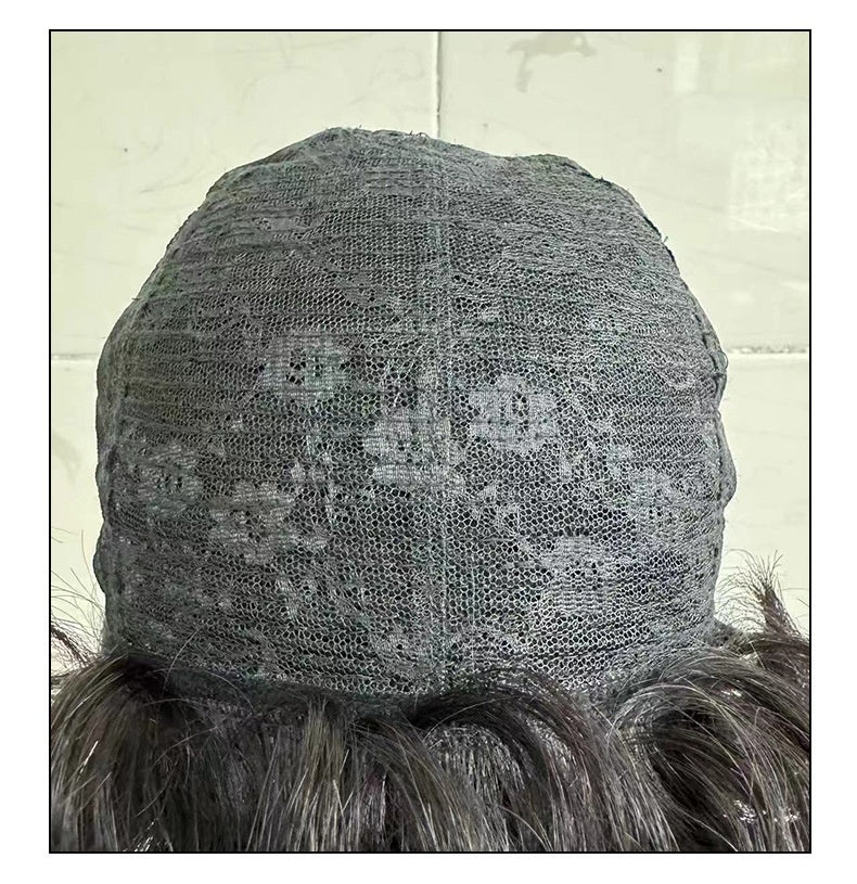 Short Straight Wig Women's Short Hair Head Cover Real Human Hair