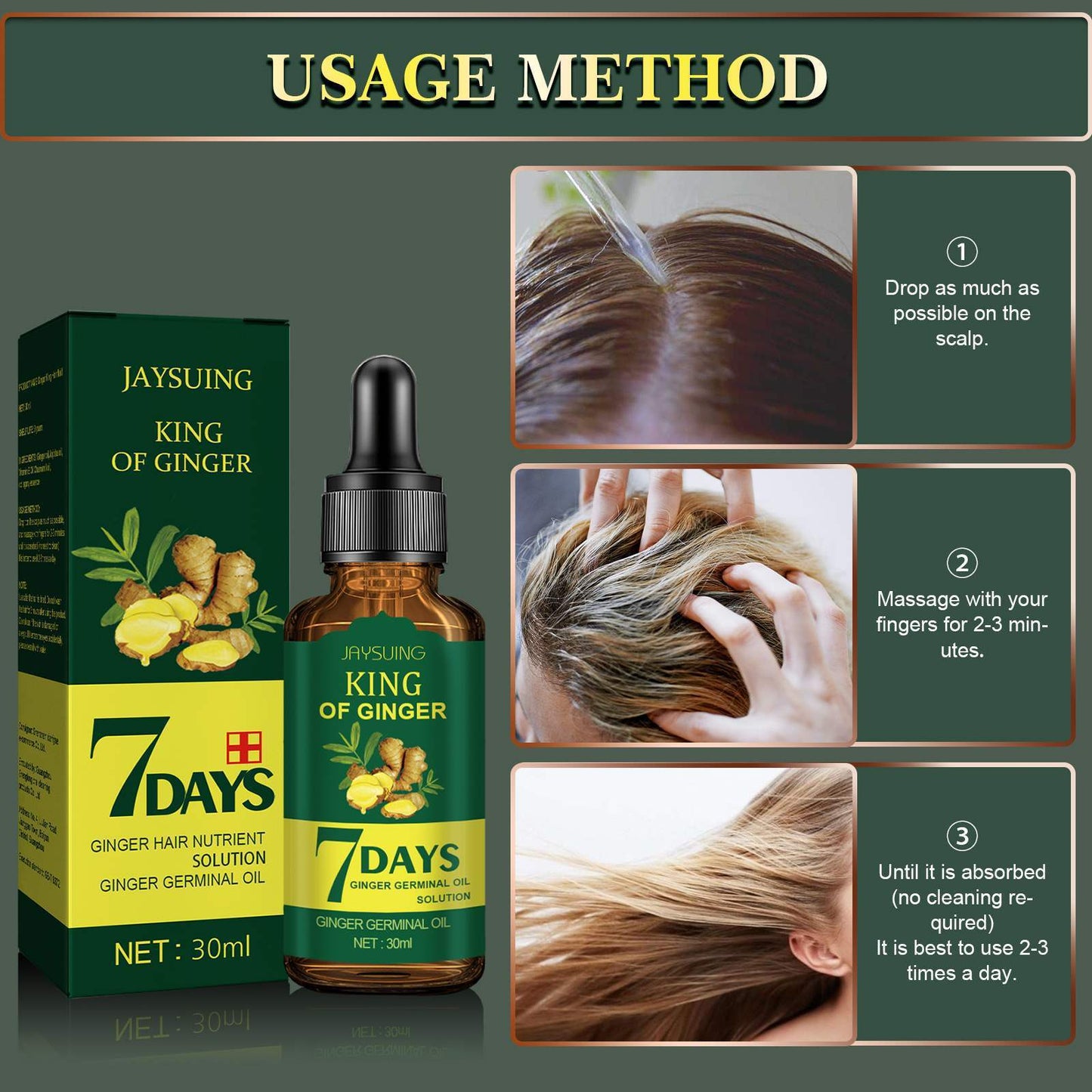 Ginger Hair Treatment Oil Refreshing & Nourishing Scalp Follicle Strengthening Hair Nutrient Solution