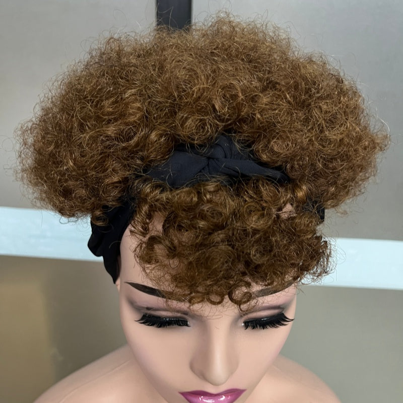 Human Hair, Brown Short Curly Wig, No Glue Required, Fluffyand Curly, Specially Designed For Black Women, Ultra-comfortable Ice Silk Texture, Highly Elastic.