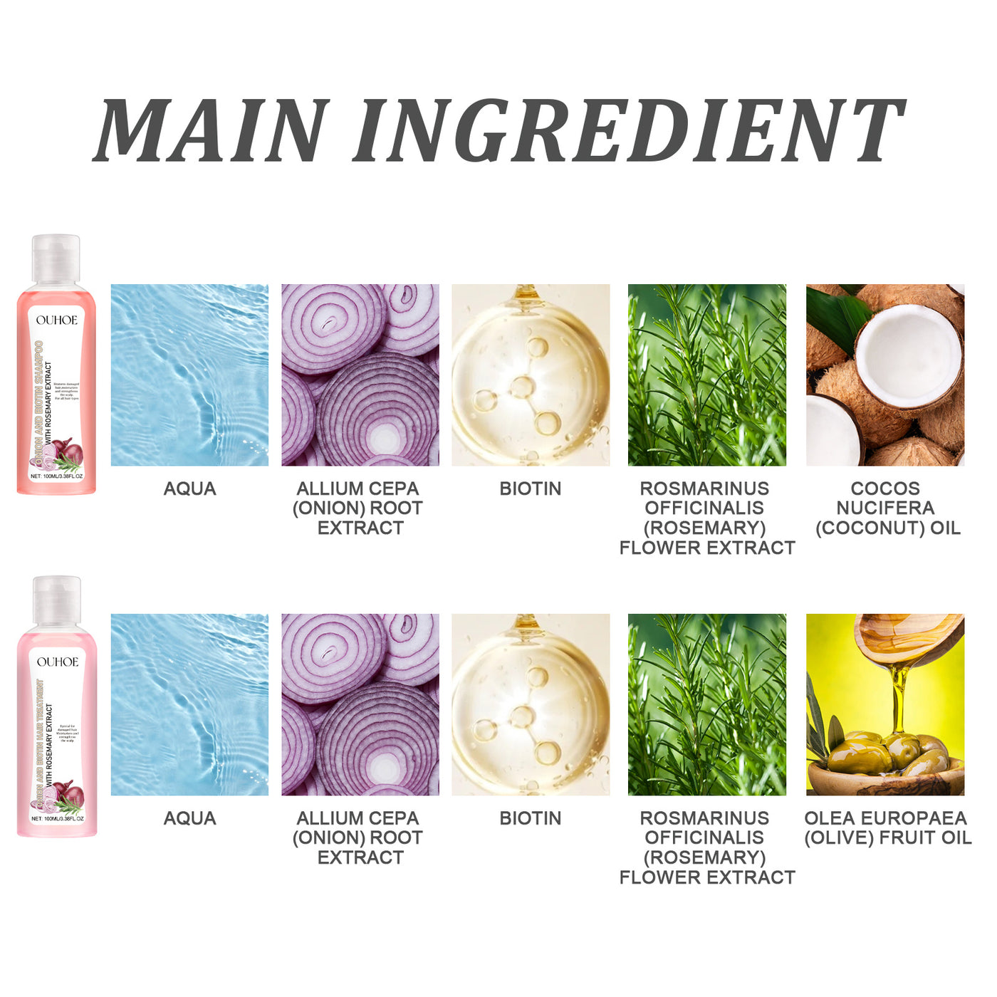 Onion Biotin Rosemary Shampoo Set Nourish Roots Scalp Dense Shine Thick Hair