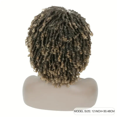 Short Hair Braided Non-toxic Wig African Curly Wig Synthetic Wig African Hair Braided Hook Braided Wig Dirty Braid Headgear